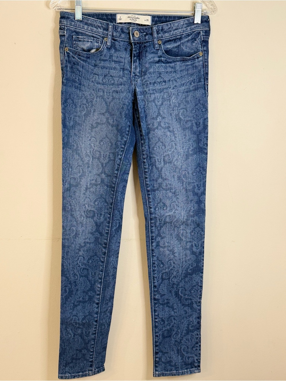 Abercrombie & Fitch floral paisley denim jeans retro low rise W26”